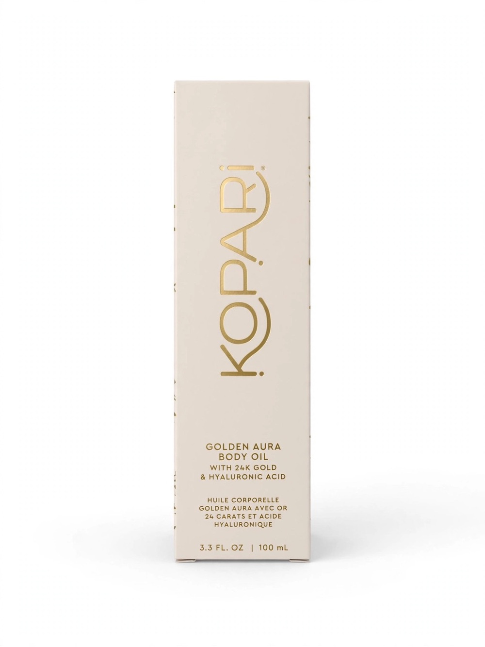 Kopari Golden Aura Body Oil — Cream and Gold Accents